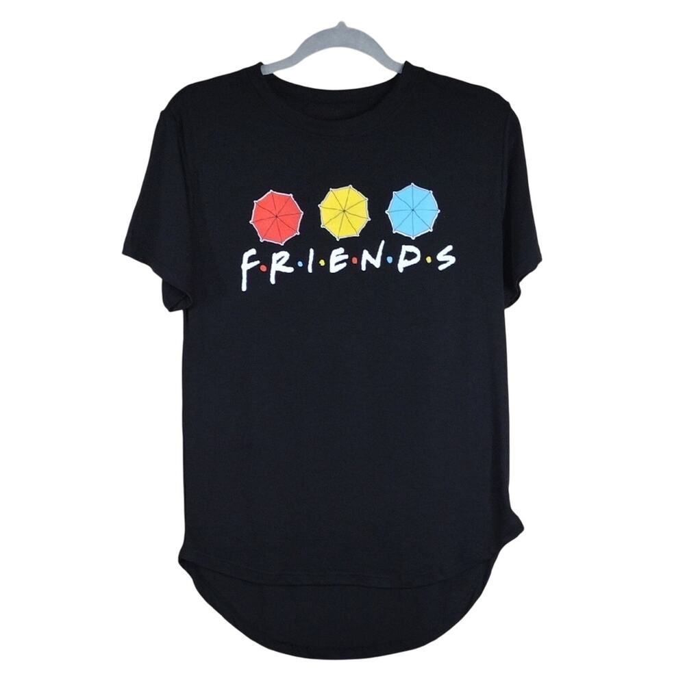 Friends T-Shirt Women’s Medium Black Umbrella Trio Graphic TV Show Casual Tee